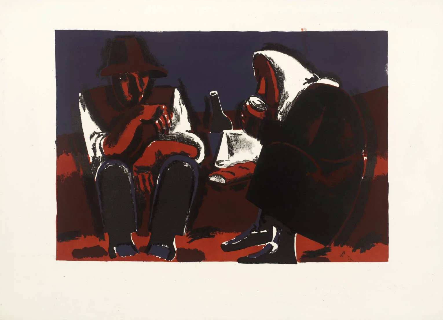 ' Two Seated Peasants ' 1961 by Josef Herman