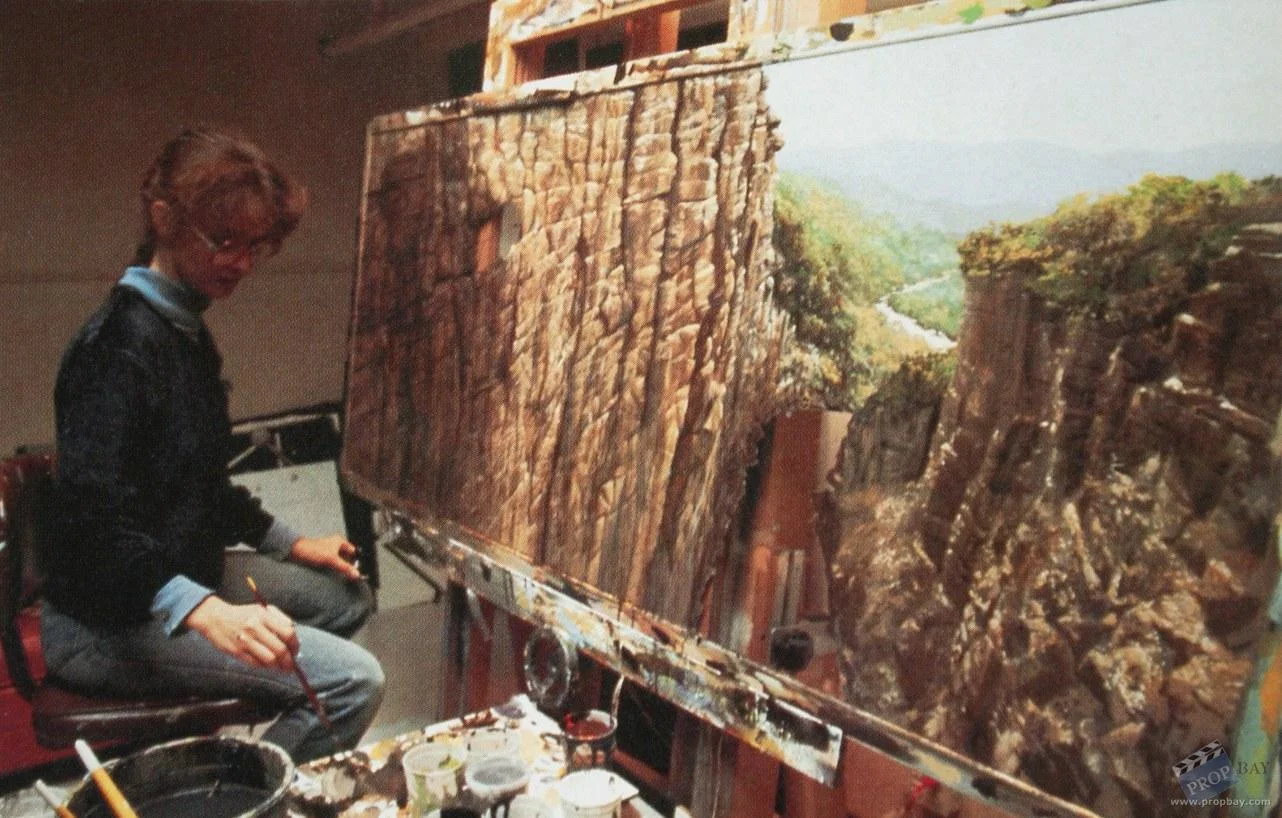 Matte painting for 'Indiana Jones and The Temple of Doom', 1984 by Caroleen Green.