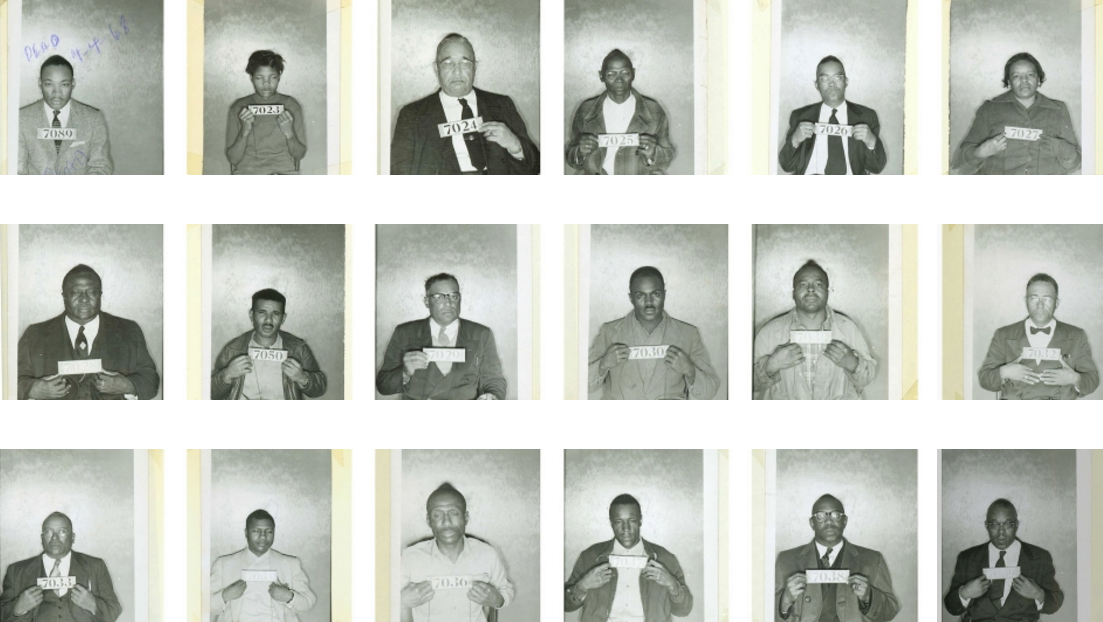 The Montgomery County Alabama arrest logs and civil rights mug shots photographs from the time of the Montgomery Bus Boycott (1955-56) and the Freedom Rides (1961).