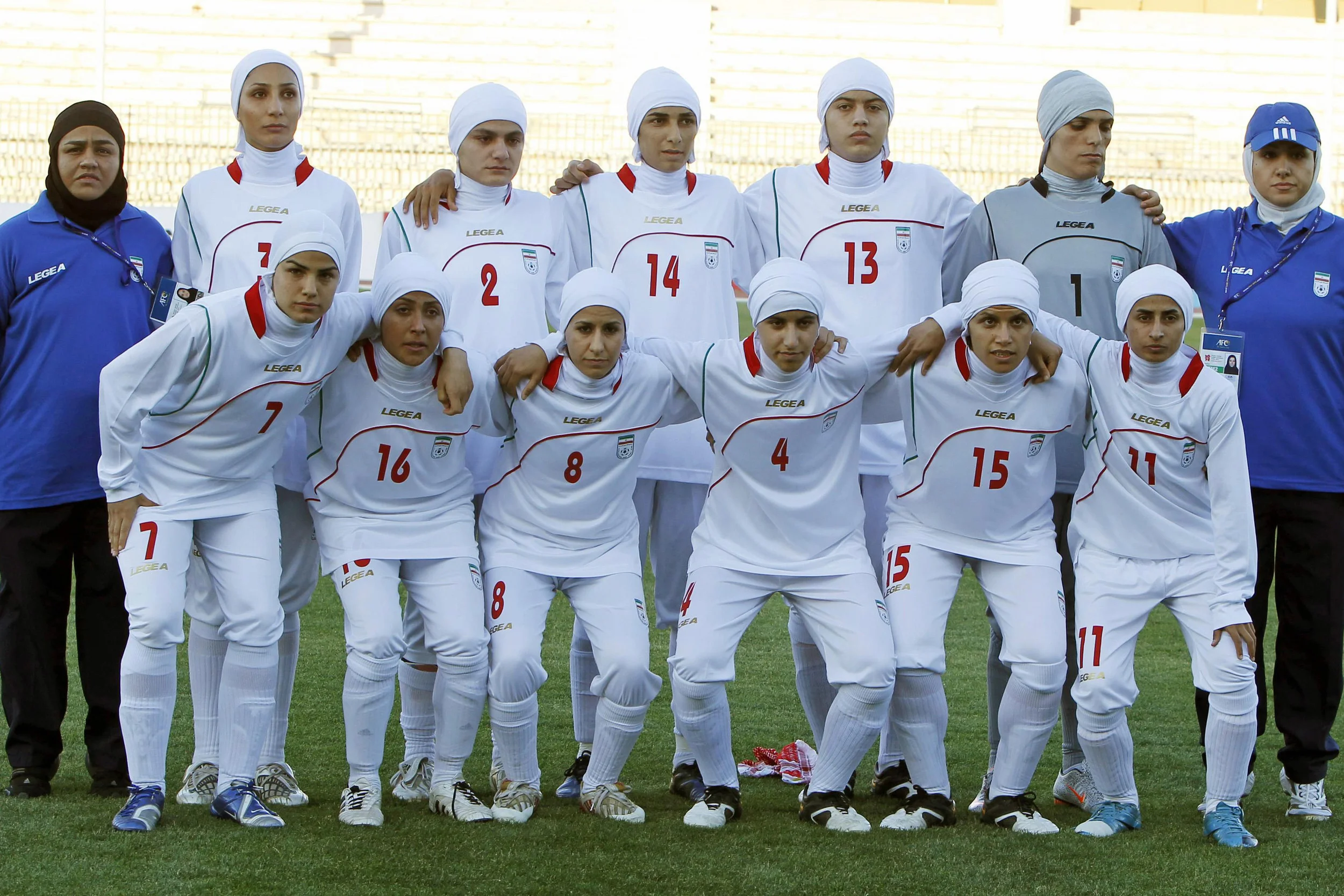 Iran women's football team. Photo by Ali Jarekji/Reuters