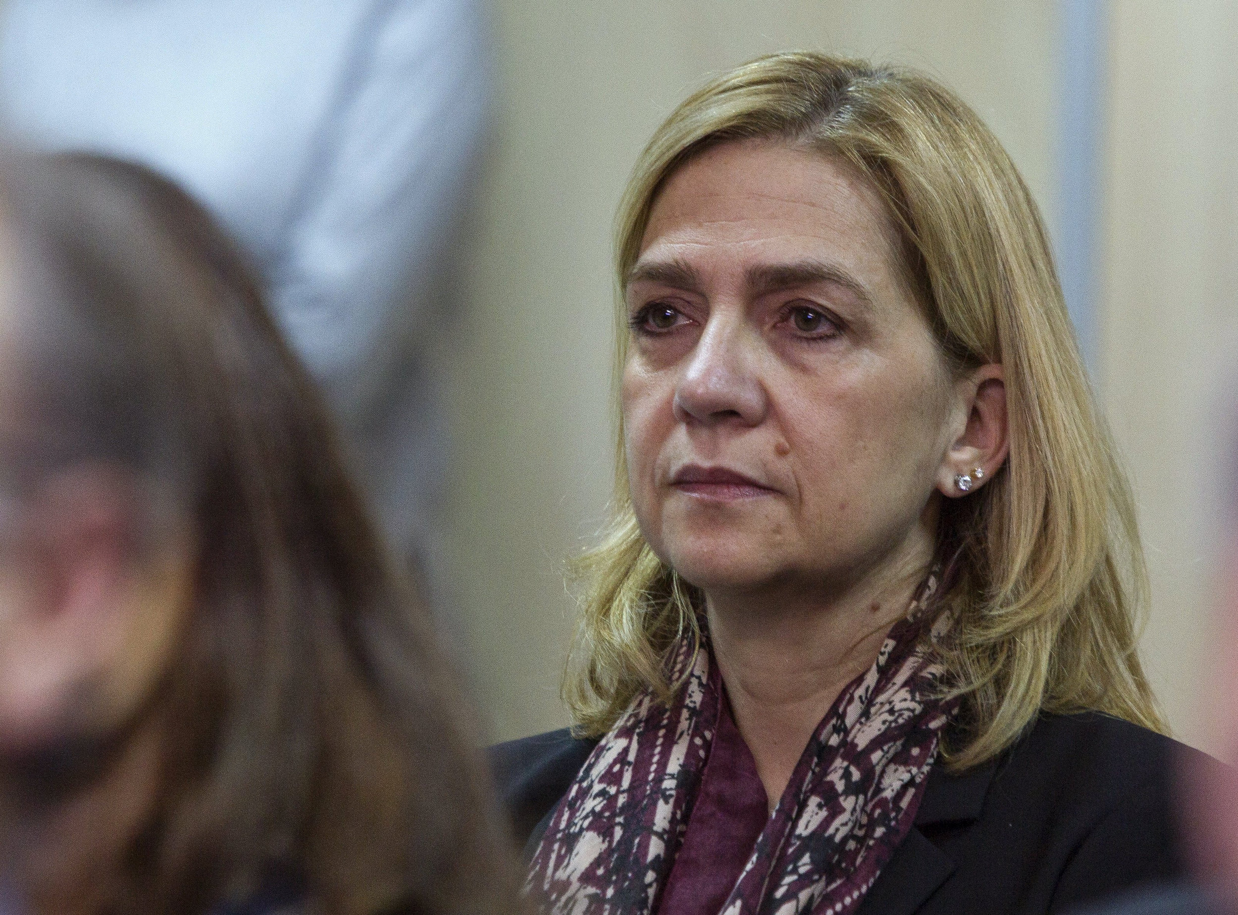 Princess Cristina sitting at the dock during her trial at the Balearic Academy of Public Administration in Palma de Mallorca, Spain, on 11 January 2016. Photo source: Getty Images.