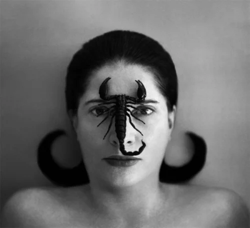 Portrait With Scorpion (Open Eyes), 2005 by Marina Abramović.