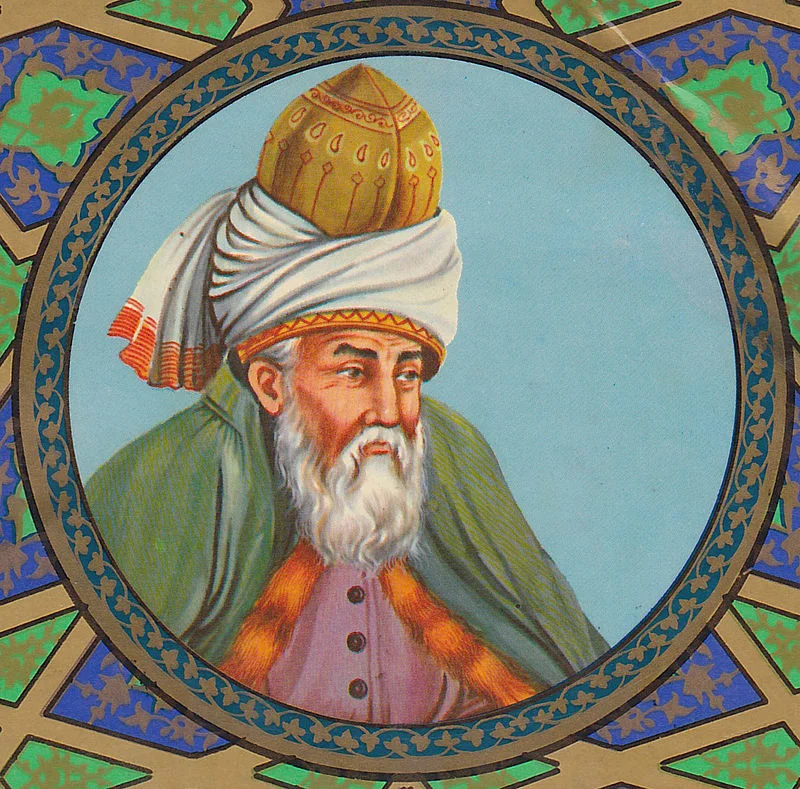 Artistic depiction of Jalāl ad-Dīn Muhammad Rūmī, 1980.
