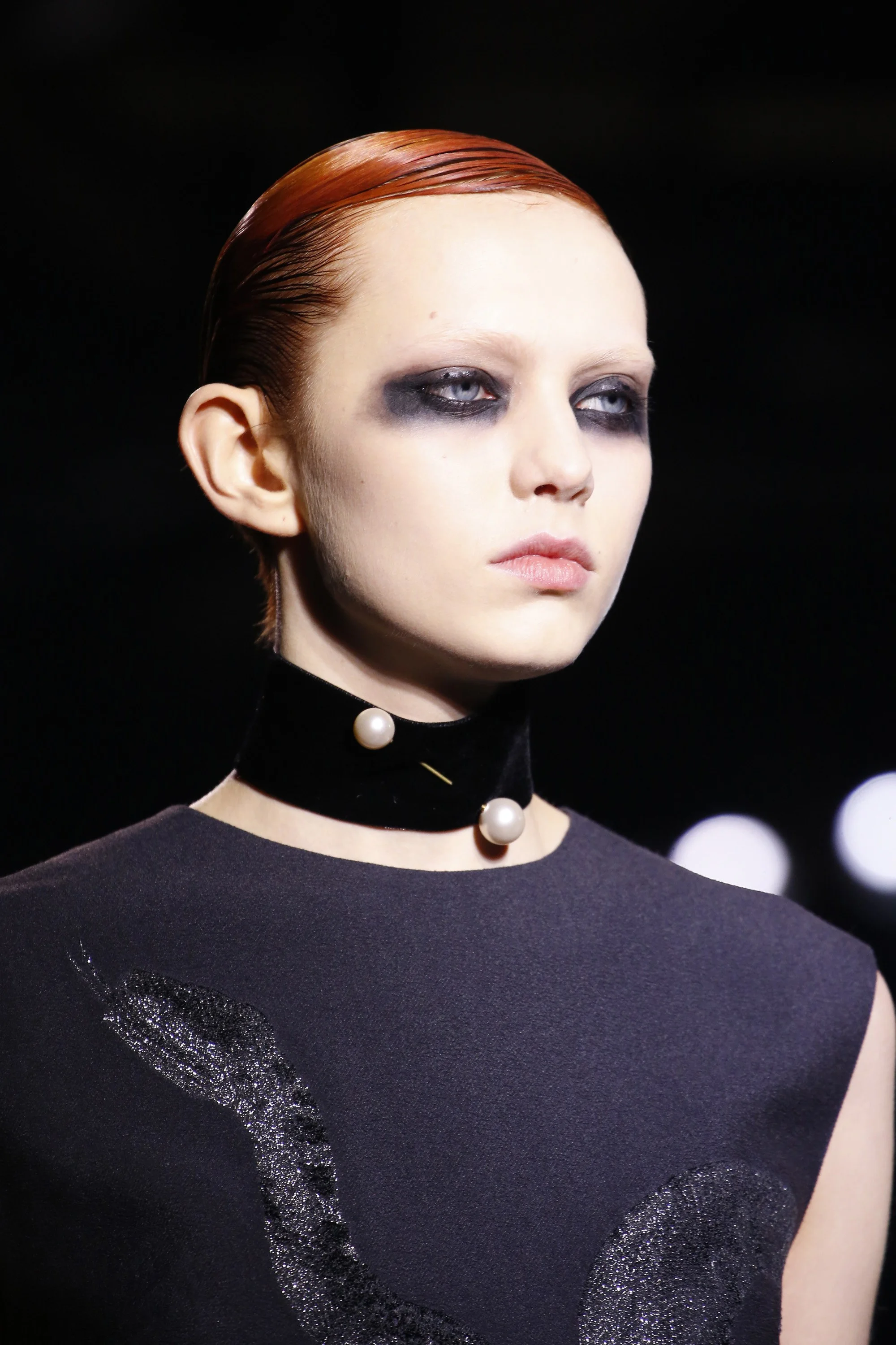 Pinned choker from Dries Van Noten's Fall 2016-17 collection. Photo source: Vogue Runway.