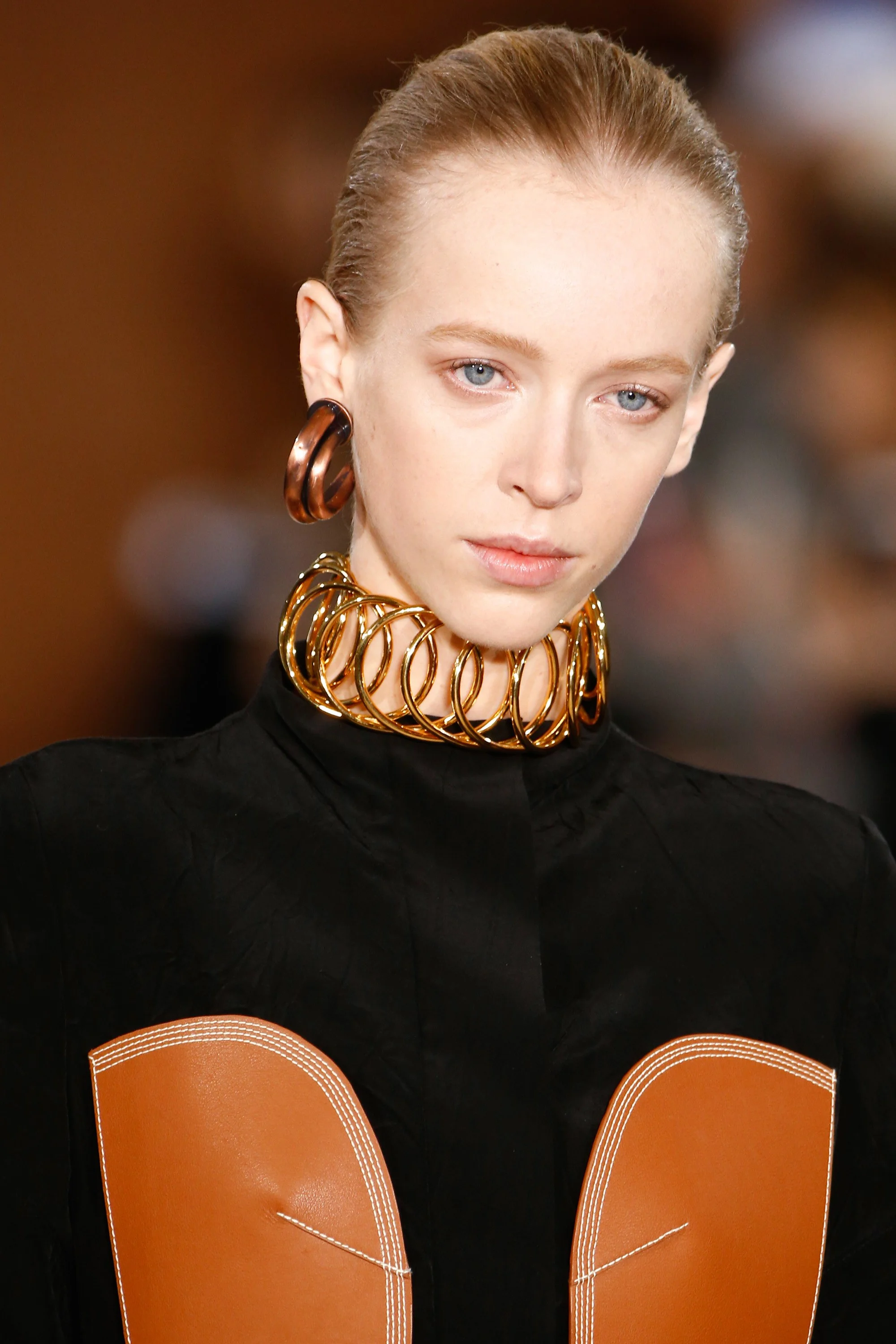 Tribal inspired choker from Loewe 's Fall 2016-17 collection. Photo source: Vogue Runway.