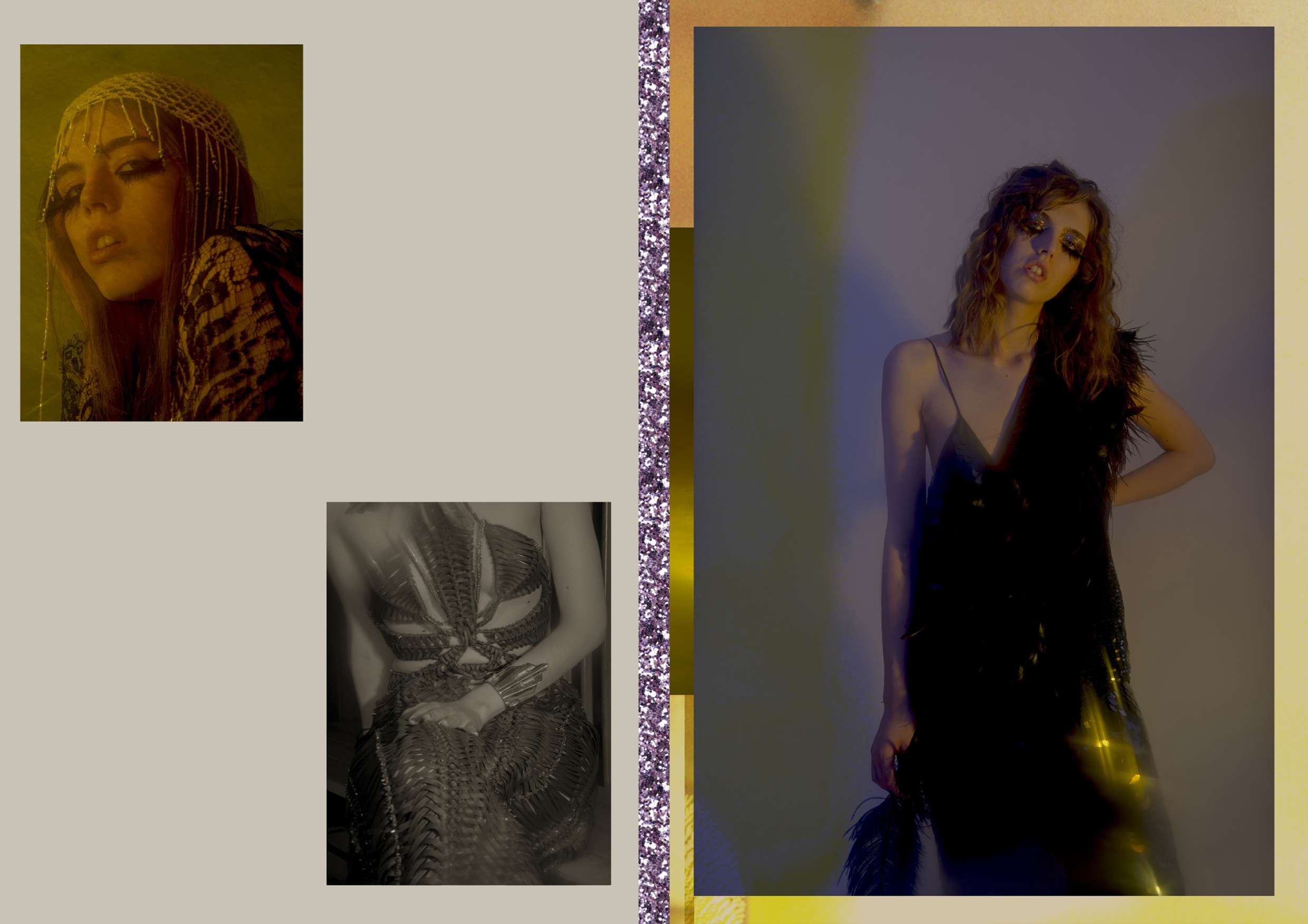 Bottom Left: Dress by Yiqing Yin and Bracelet by Uriel Salas . 
