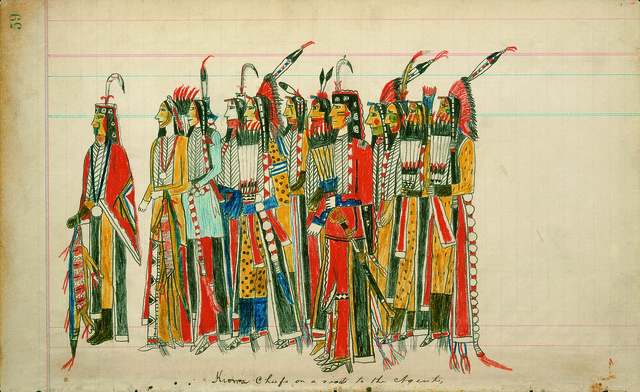 Twelve High-Ranking Kiowa Men, ca. 1880 by Julian Scott and Comanche Indian Reservation.