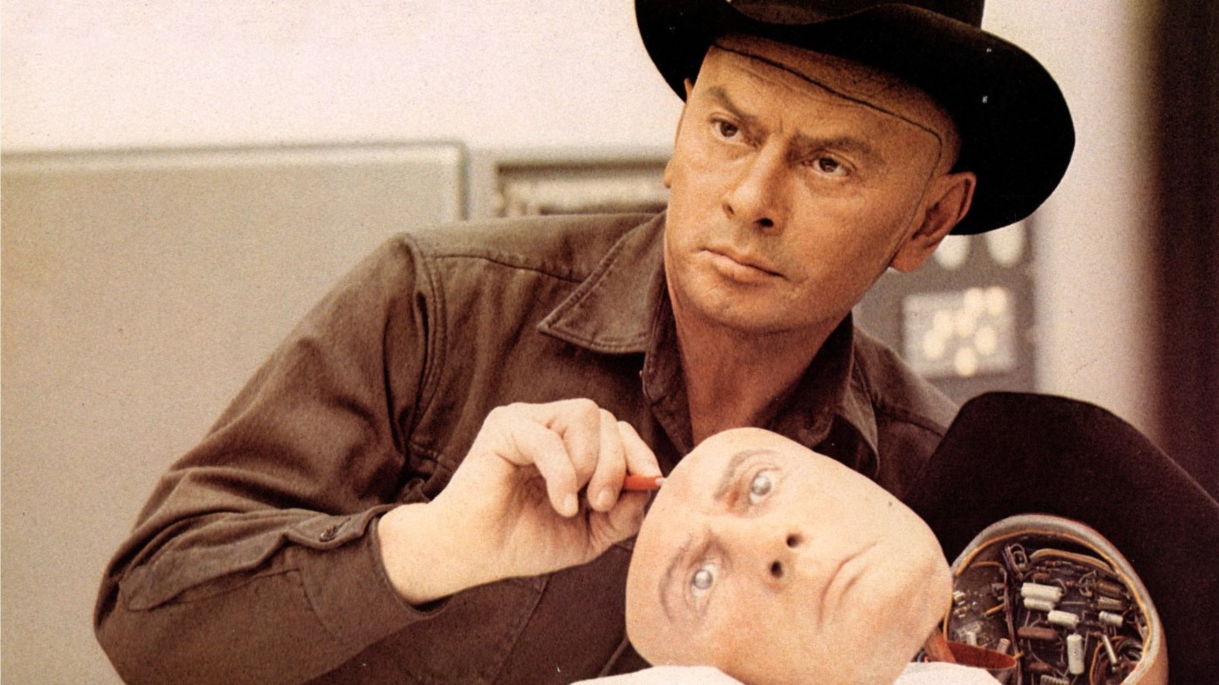 Yul Brynner as The Gunslinger in the film Westworld , 1973, directed by Michael Crichton.
