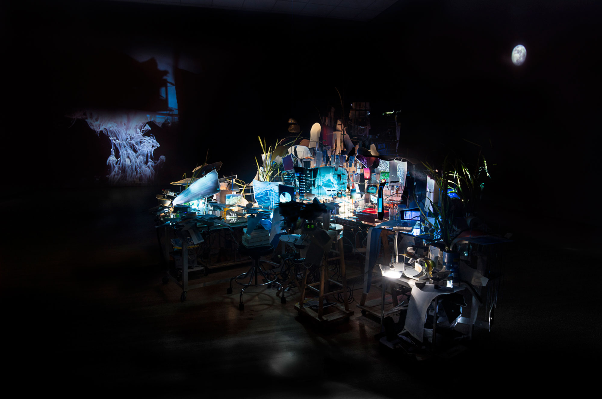 Installation view: Timekeeper , 2016 by Sarah Sze at Copenhagen Contemporary.