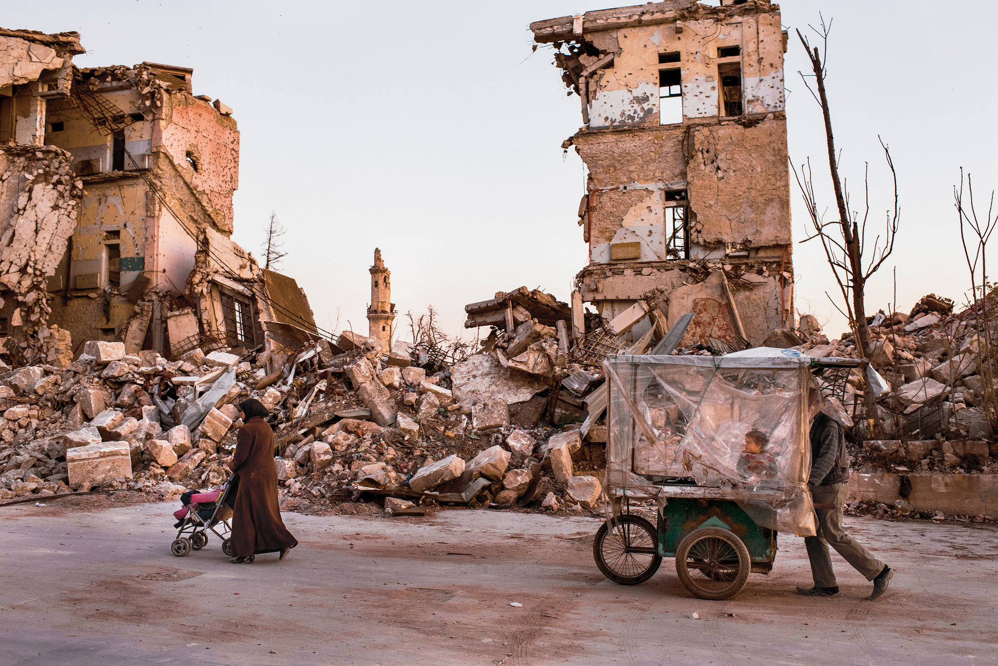 Ruins near the citadel in Aleppo.. Photo by Sebastián Liste for The New York Times .