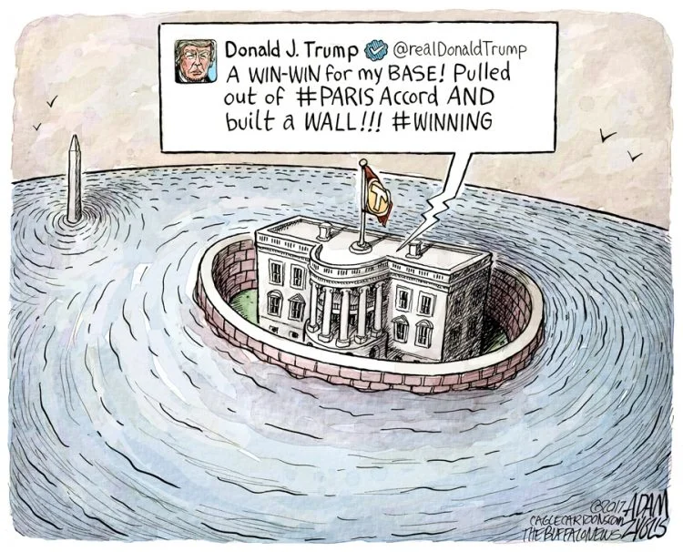 Adam Zyglis on Donald Trump and climate deal pullout for The Buffalo News , 2017.