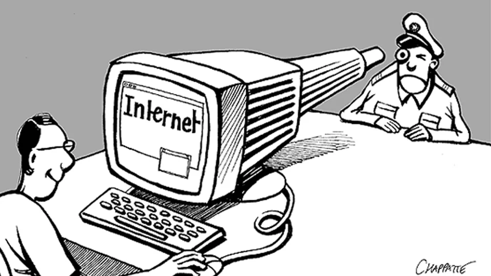 Patrick Chappatte on internet privacy for The New York Time , 2017.