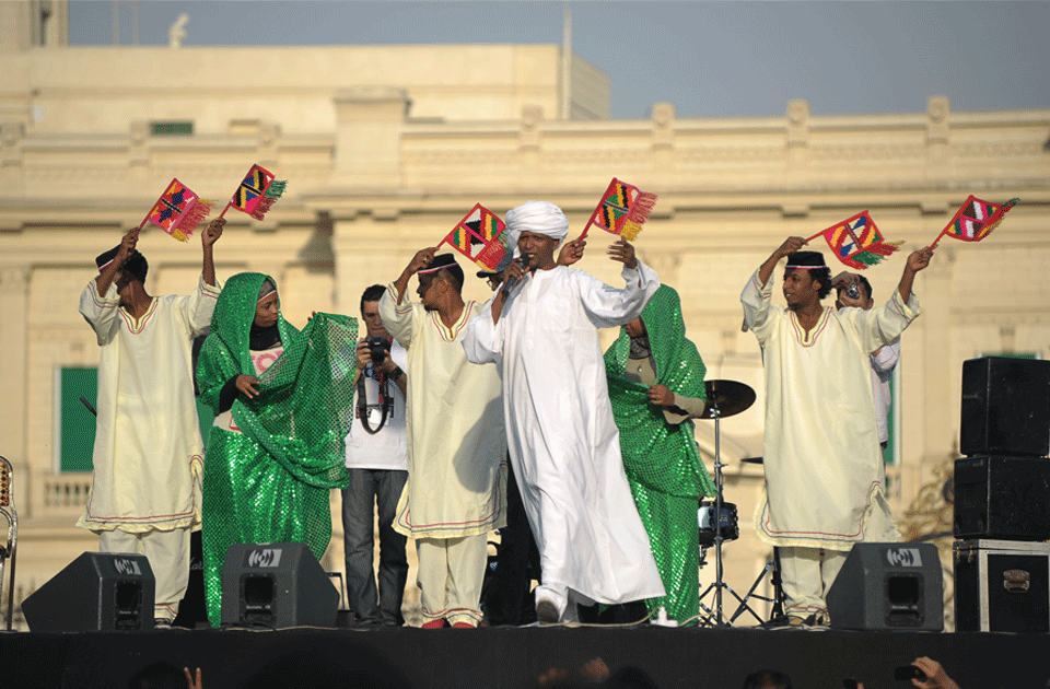 Stage performance in Cairo during Al-Fan Midan, 2012. Photo by Bassam El-Zoghby.