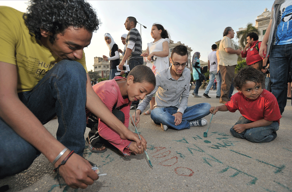 Creative workshops during Al-Fan Midan, 2012. Photo by Bassam El-Zoghby.