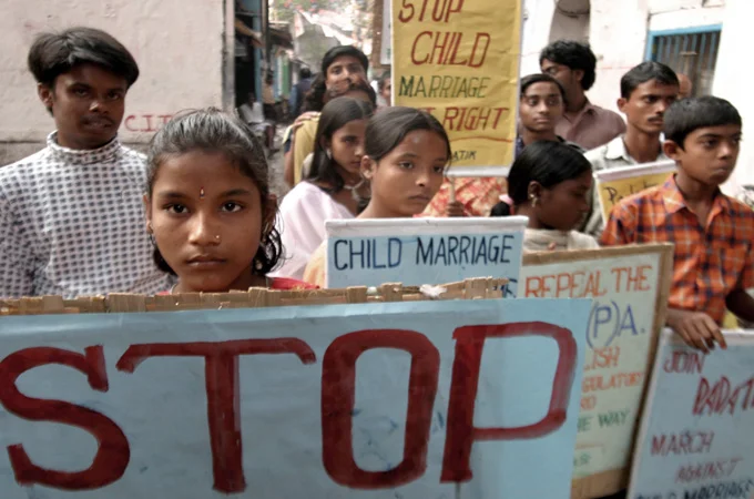 Child Not Bride protest in India. Photo source: Al Jazeera .