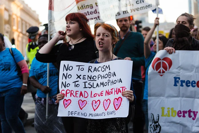 Anti-racism protest after the Brexit referendum vote in London. Photo source: InStyle.