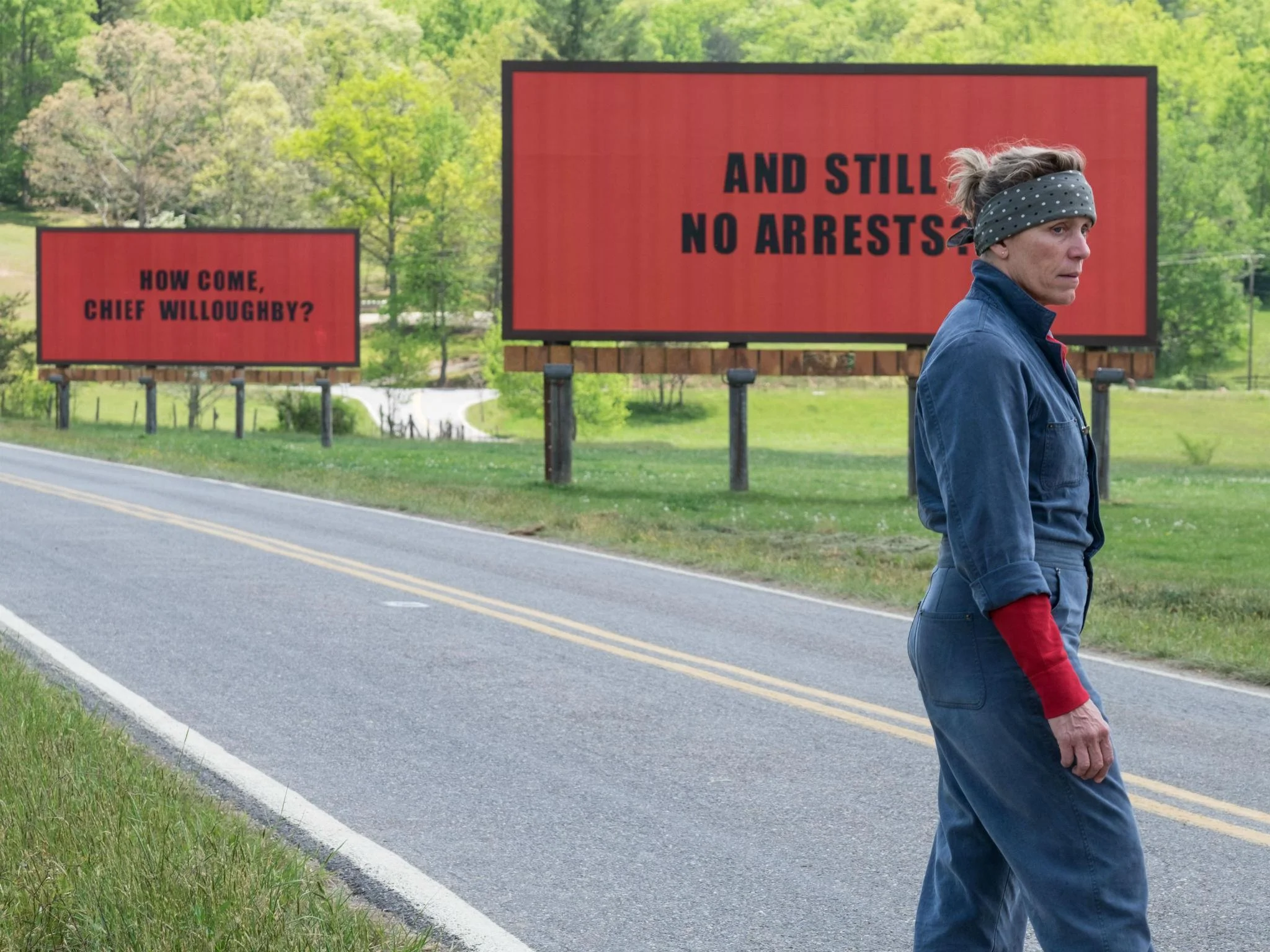 Still from Three Billboards Outside Ebbing Missouri, 2017, directed by Martin McDonagh.