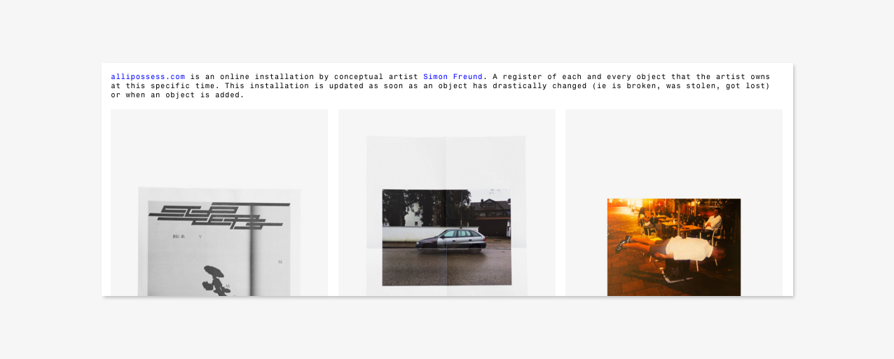 allipossess.com , 2016 - ongoing project.