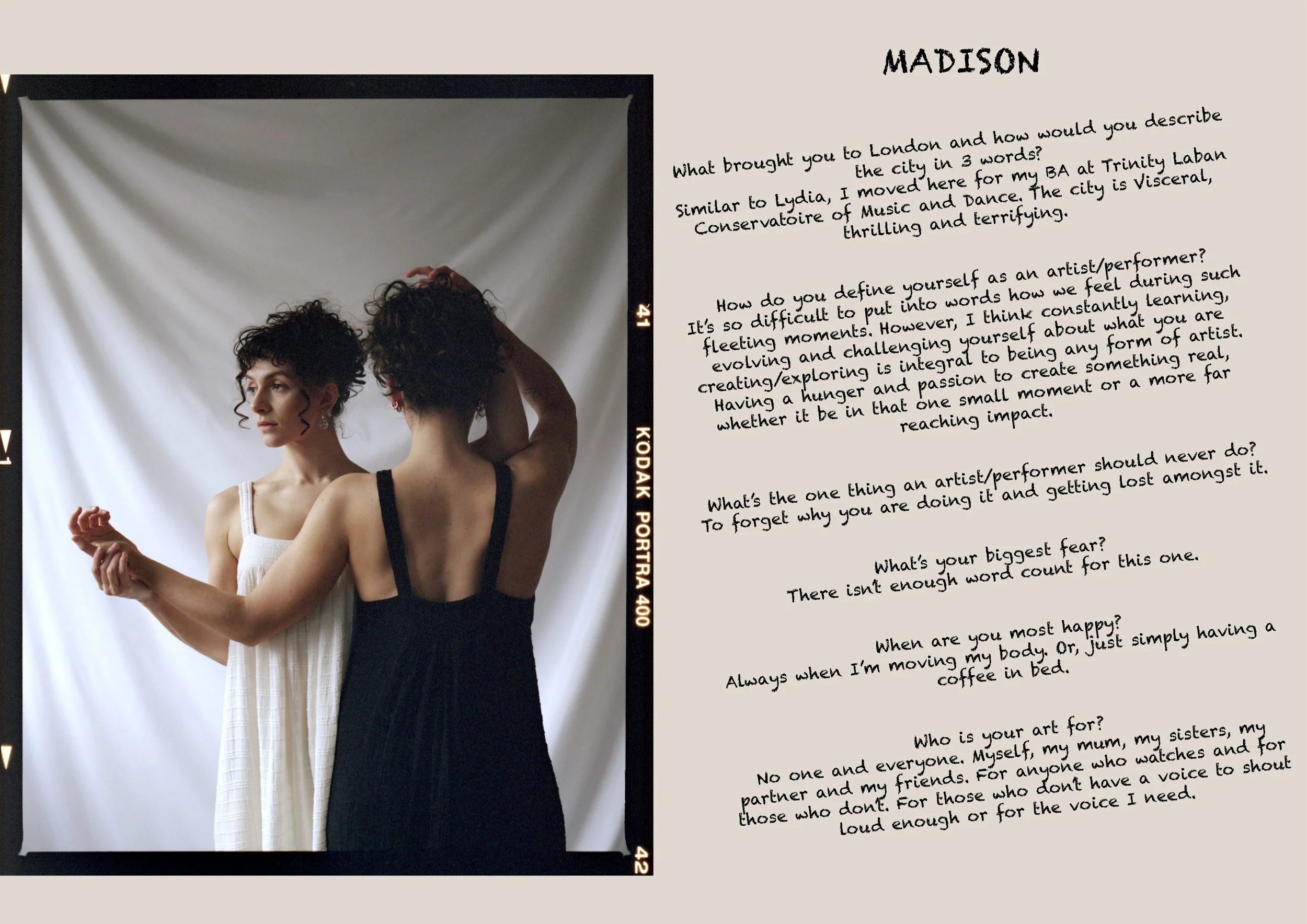 Lydia and Madison both wears Dresses by Rae Feather and Jewellery models’ own .