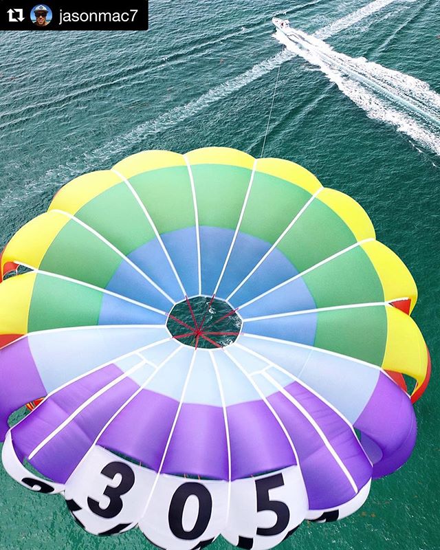 Great drone shot from @jasonmac7 #parasailing #southbeach #miamibeach #miami #bucketlist