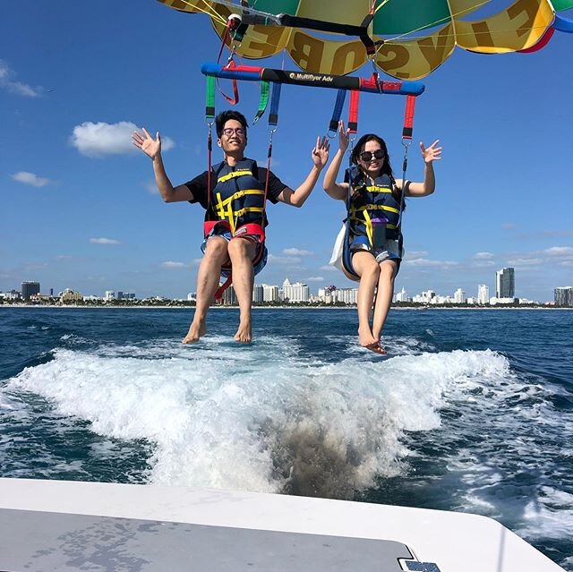 Come join us for a truly unique #Miami experience #springbreak2020 #symphonyoftheseas #royalcarribeancruise #parasailing #parasailingfun #miamibeach #miamiadventures