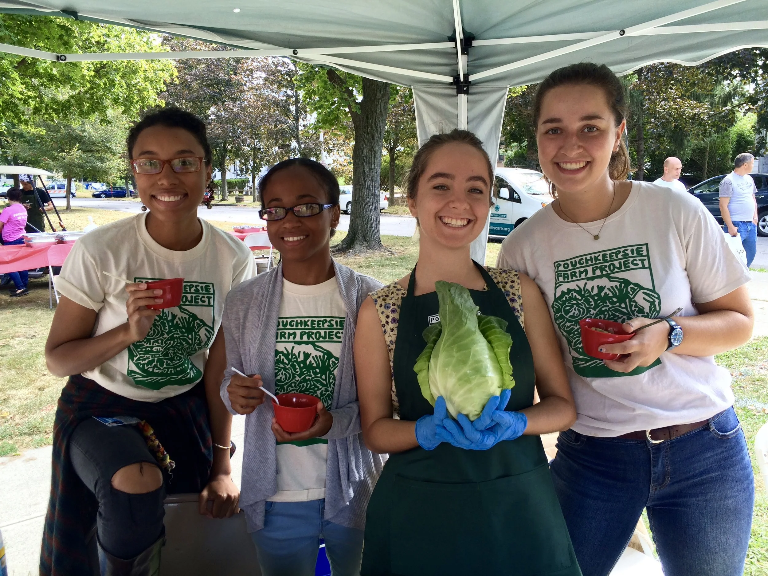 PFP interns, Alyssa, Kitana, Zoe and Olivia offer tastes of fresh curdito at the Poughkeepsie Healthy Black and Latinx Coalition's Hispanic Heritage Festival.