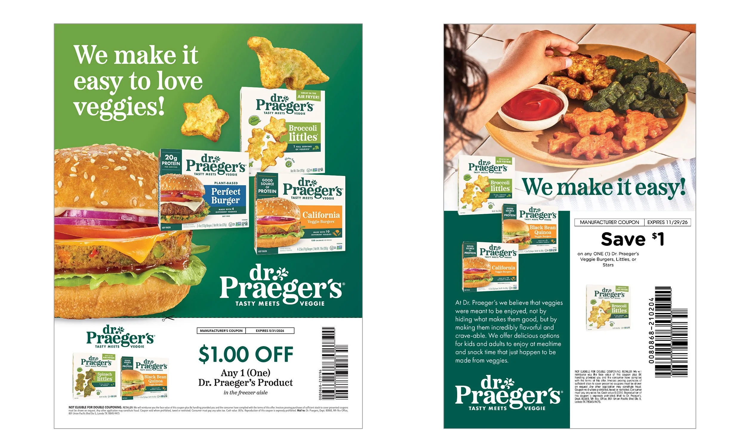 Dr. Praeger's full page print ads for retailer publications