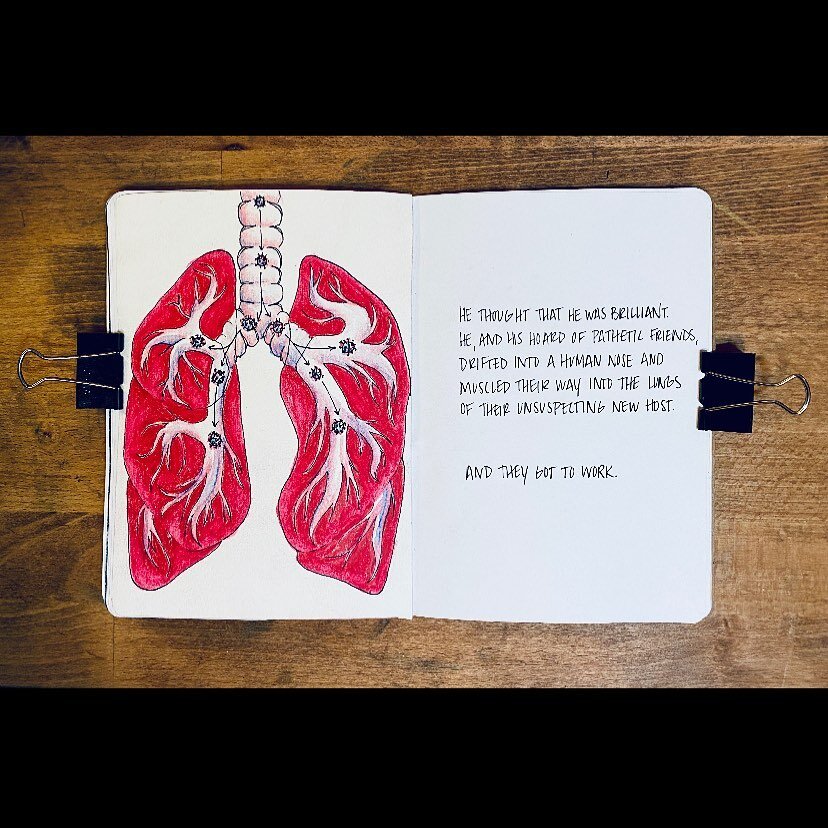 Give Covid and inch and it will take a mile. #covid19 #covidart #covidstory #selfisolationillustration #illustration #covidlungs #sketchbookproject