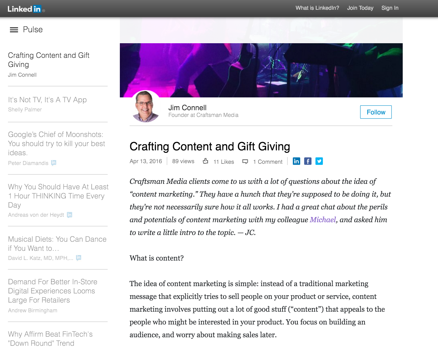 We worked together on a series of thought leadership posts for LinkedIn, exploring the ideals behind the new brand. It was a real pleasure to help this visionary grow his business. 