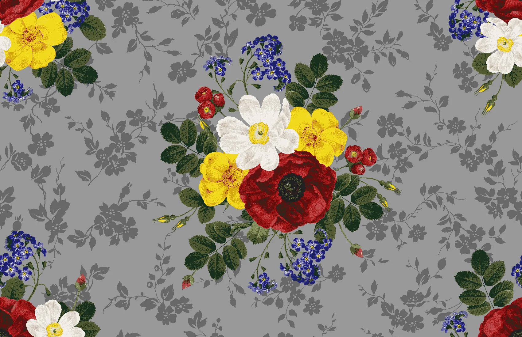 Evening Bouquet Print for NYBG bedding