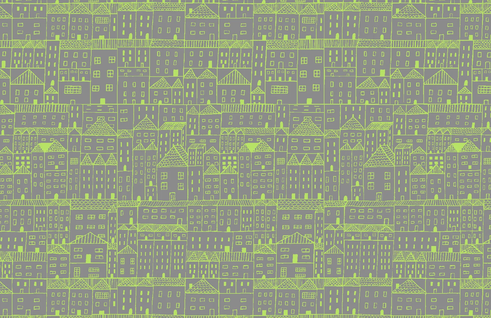 Cityscape Print - Lime & Grey 