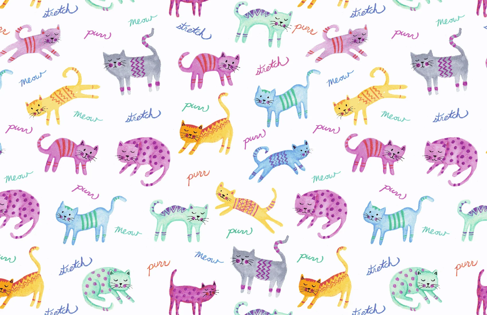 Watercolor Kitty Print - Multi 