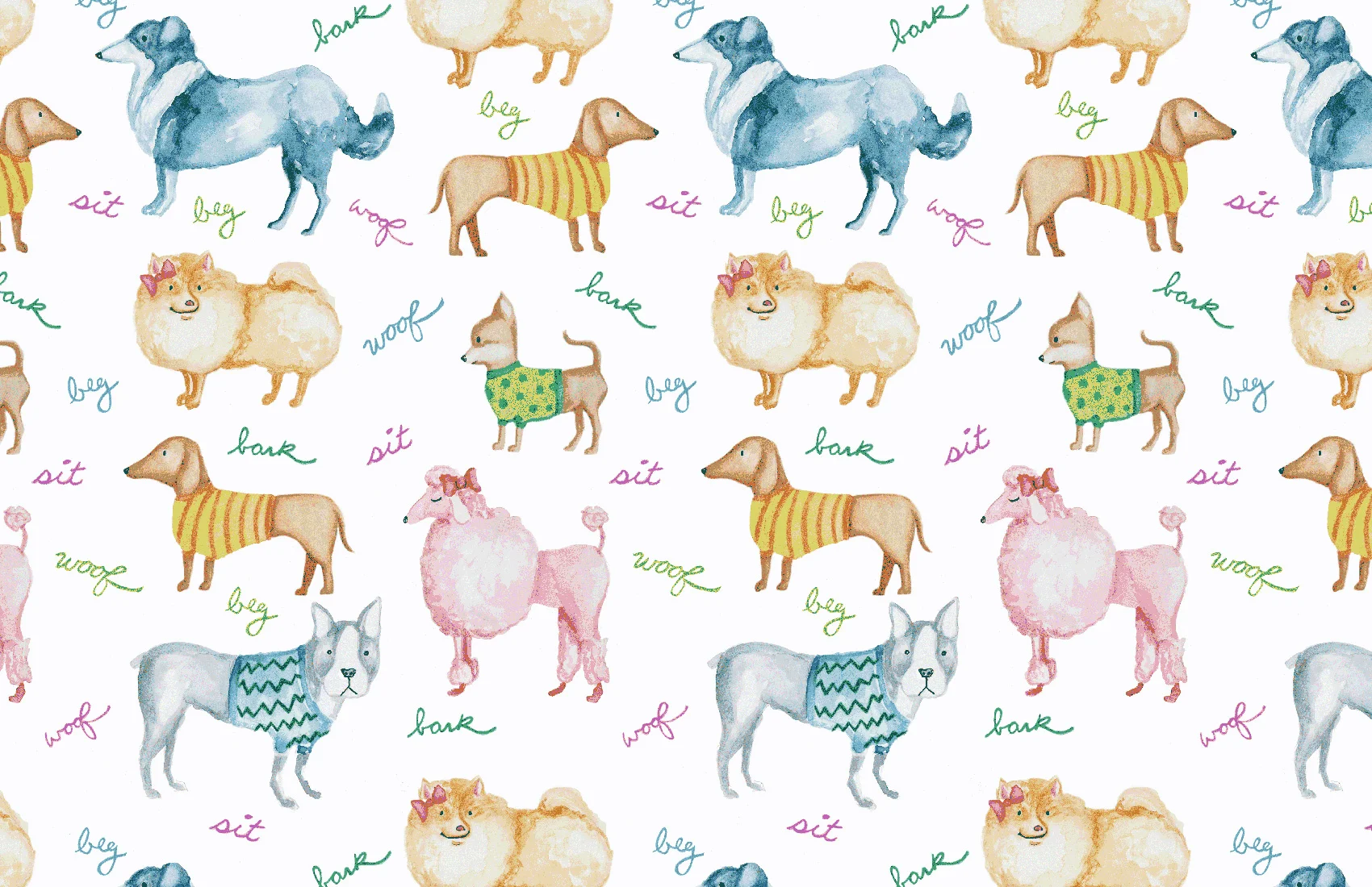 Watercolor Dog Print - Multi