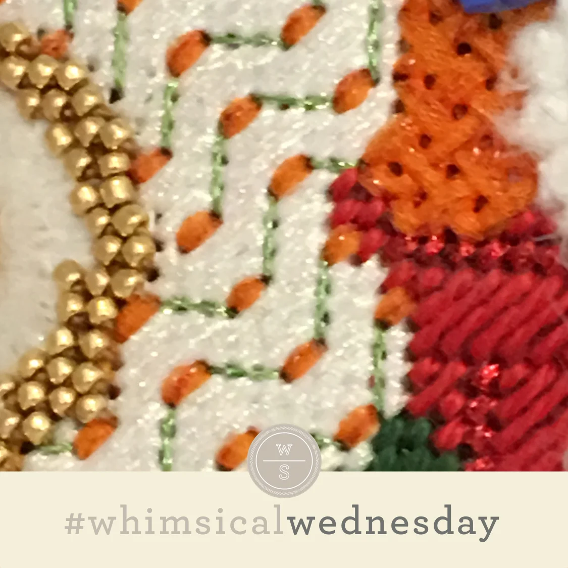 Click on image to see on whimsicalstitch.com's Instagram account. Visit instagram.com/whimsicalstitch to see a library of stitched samples for select #whimsicalwednesday and #smallspacesunday stitch diagrams.