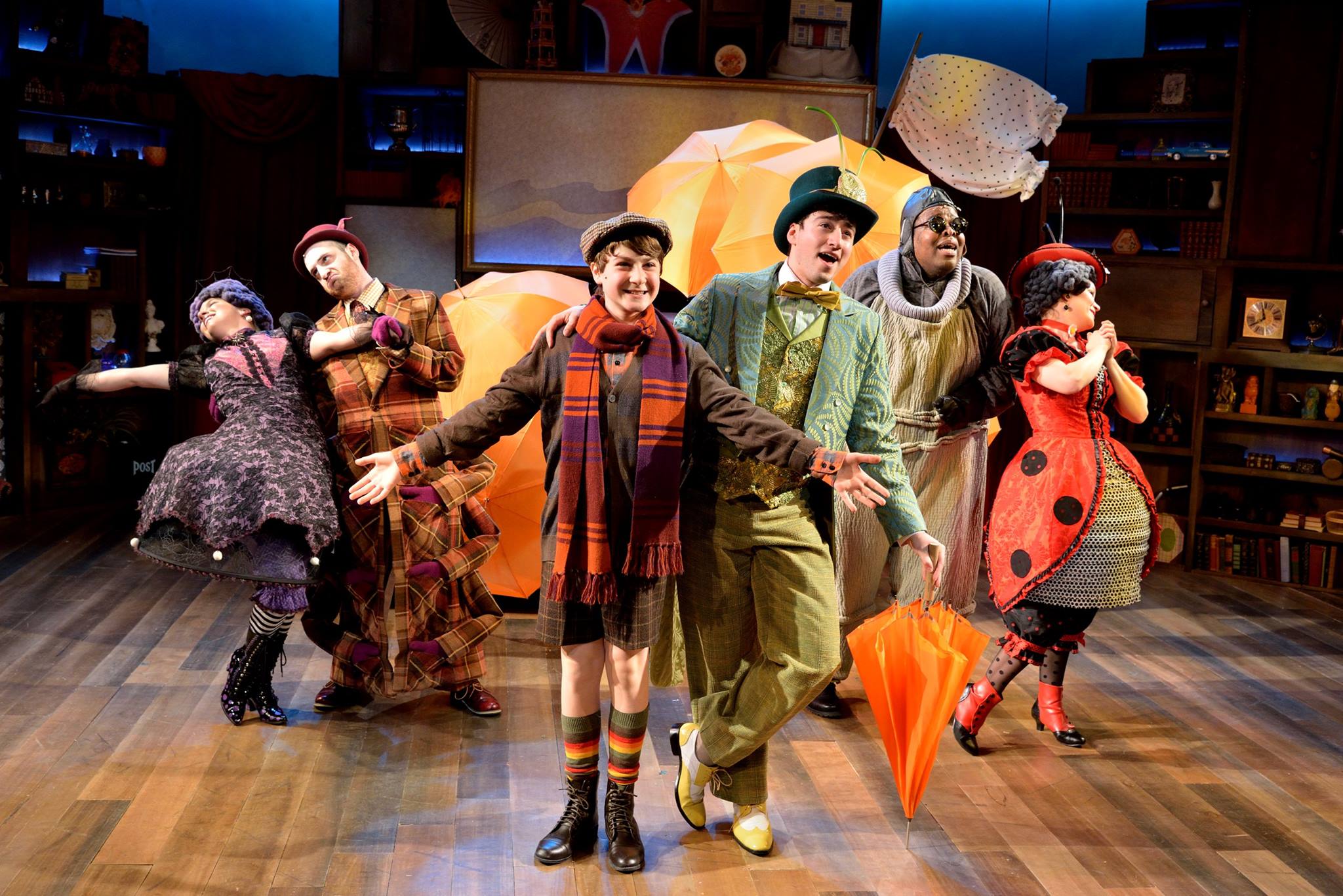  Floatin' Along in James and the Giant Peach at Adventure Theatre MTC.&nbsp;Directed by Michael Baron, Costumes by Jeffrey Meek, Scenic Design by Katie Sullivan 
