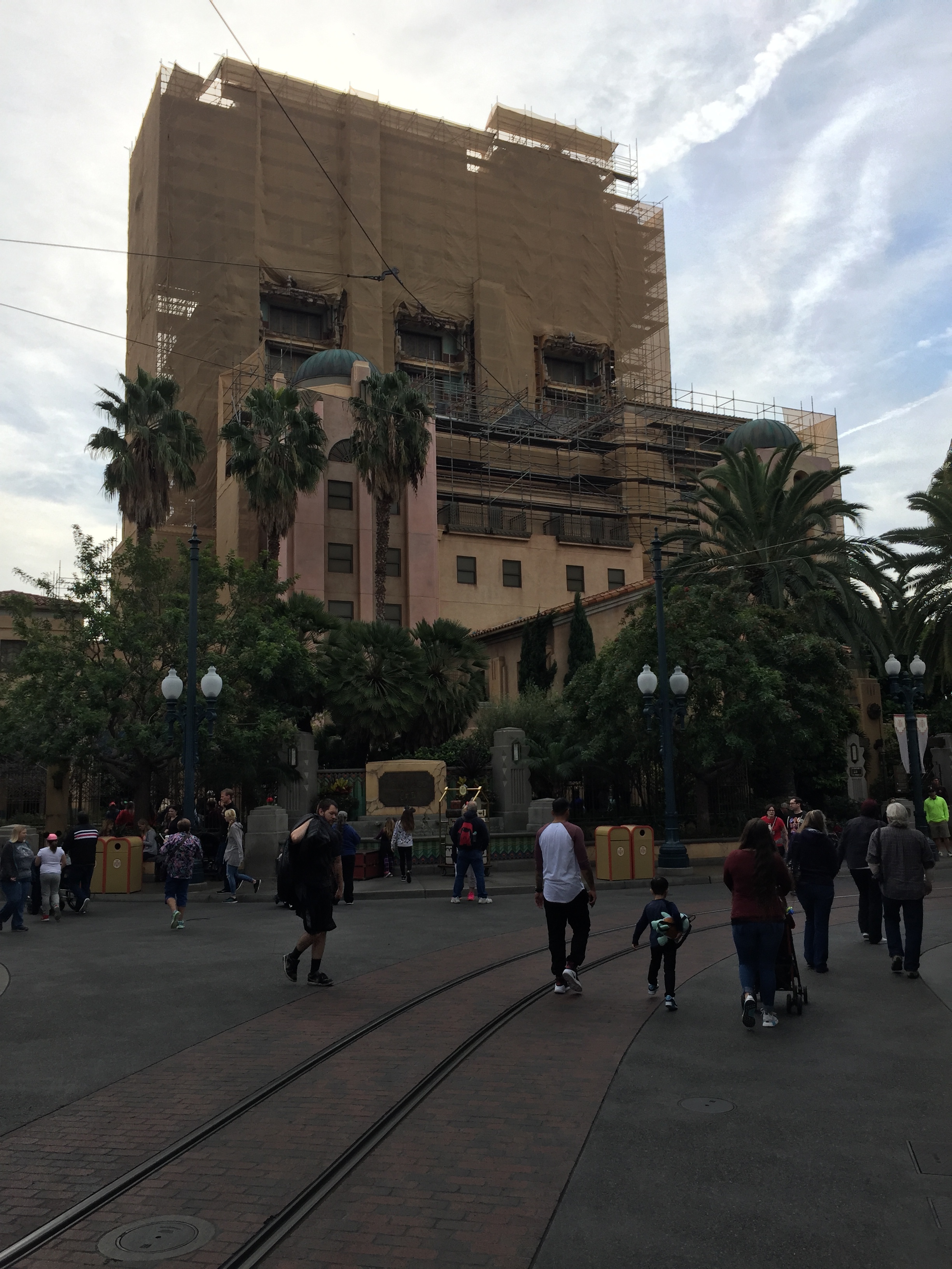 The front of the building before, with some scaffolding up.