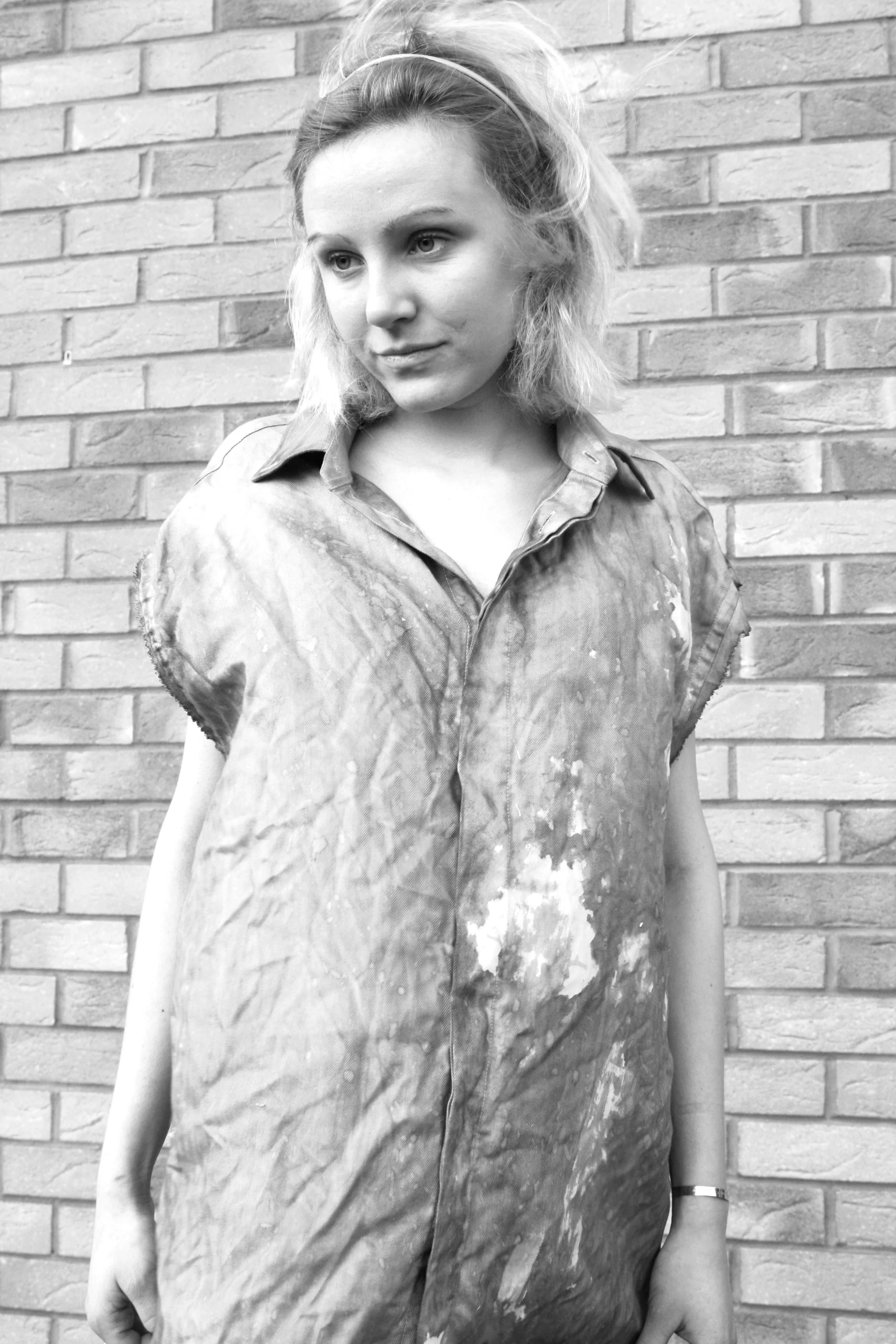 Cuffed: Dad's shirt. Front b/w