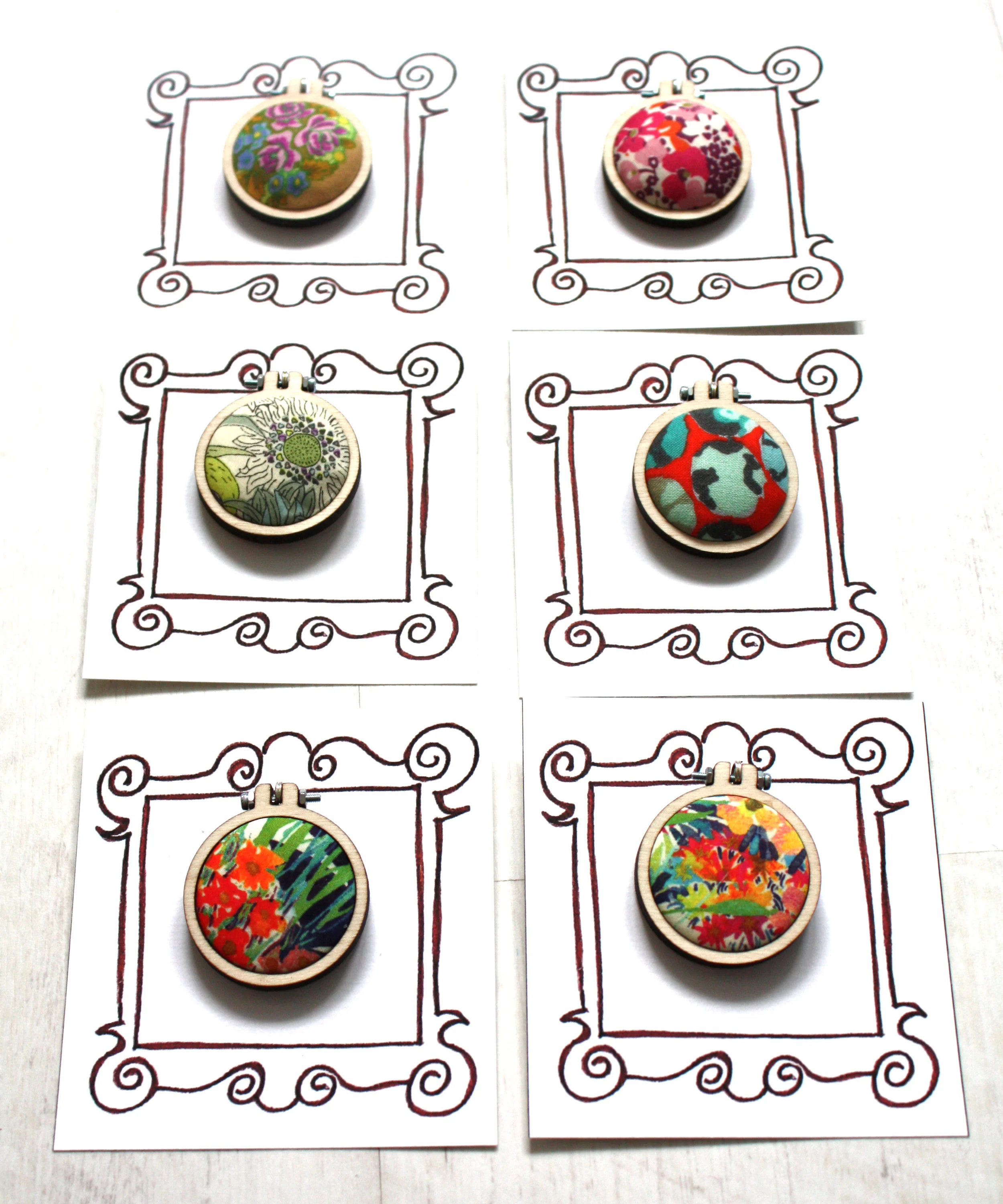 A selection of my Liberty Print brooches