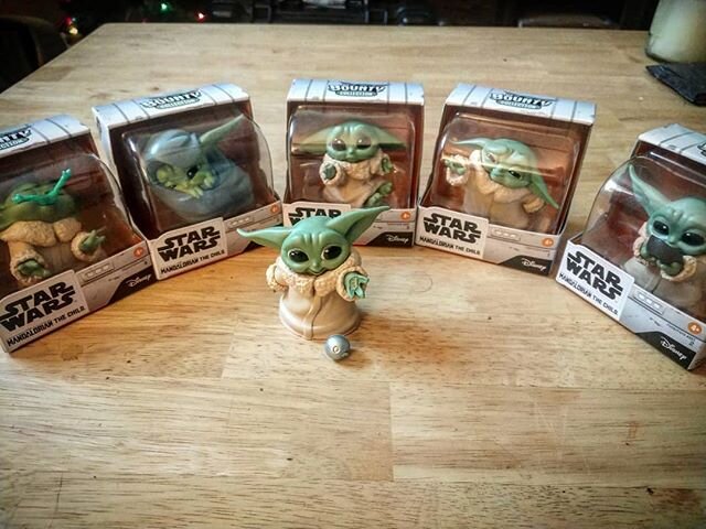 The Case of the Mysterious Baby Yodas: 
One fine afternoon, a few days before my 29th birthday, a box arrived from Amazon. It contained no note or receipt, but nestled within were six Baby Yoda figurines. Attempts were made to find the source of thes