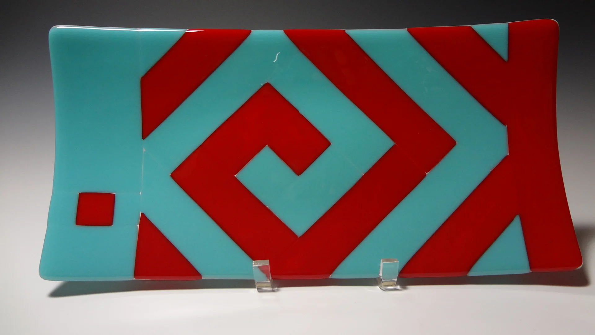 "Greek Key in Red and Turquoise" 