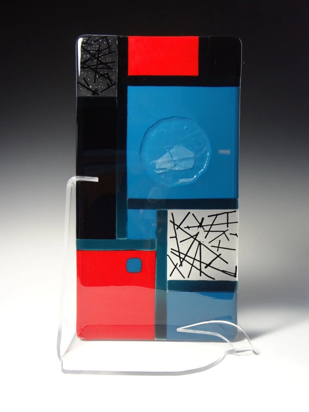 Red, Black & Blue<a href=>→</a><strong>15" x 8" with Stand $250</strong>