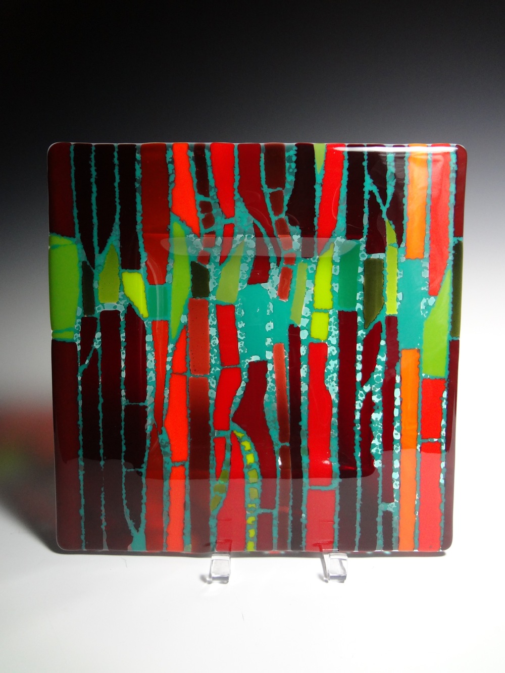 Linear Pattern in Red & Green<a href=>→</a><strong>12" x 12" $250</strong>