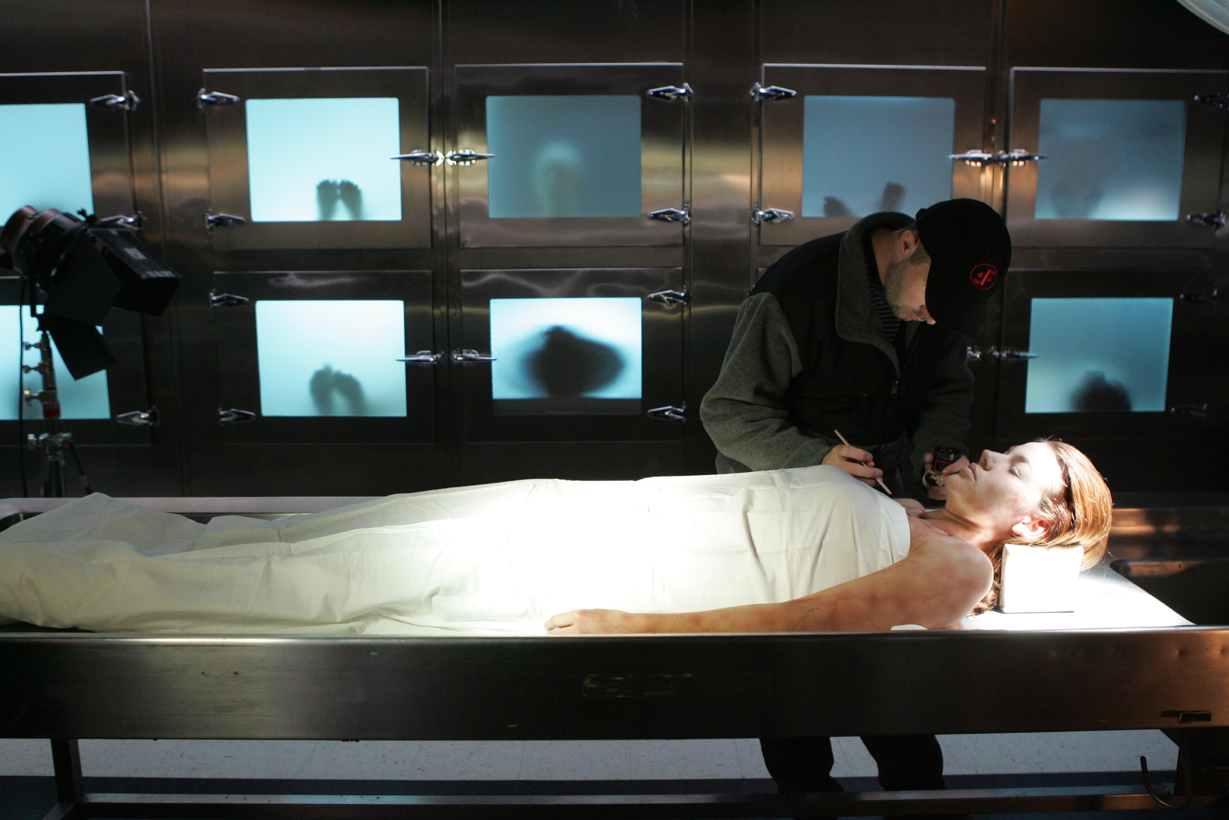 Clinton on the set of CSI: Crime Scene Investigation (Photo by Bill Inoshita)