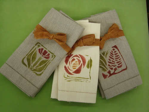 Four Linen Napkins - Three Designs