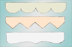 Scallop roller shade edge, Zig zag roller shade edge, & Traditional