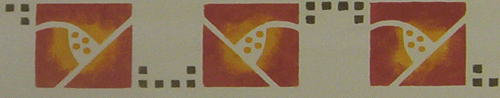Simple Rose Border: Shown here in rust, gold and loden. Rose itself is 2 1/2" square. $40.00 per repeat. $20.00 per motif.