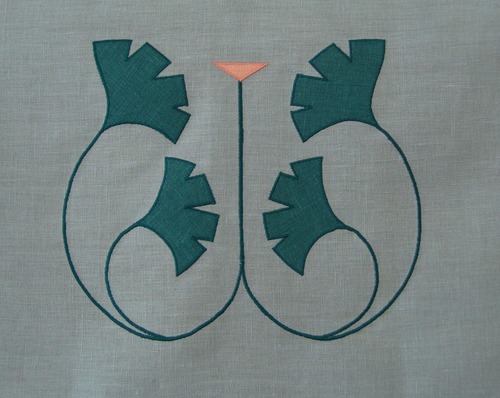Ginkgo Medallion : this can work well WITH the corner motifs to make a composition on a bank of windows. 12" high, $48.00