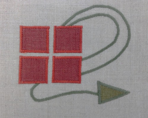 Simple Checkerberry : a classic Arts & Crafts motif shown here in terra cotta and sage, four inches wide, $35.00 per motif.