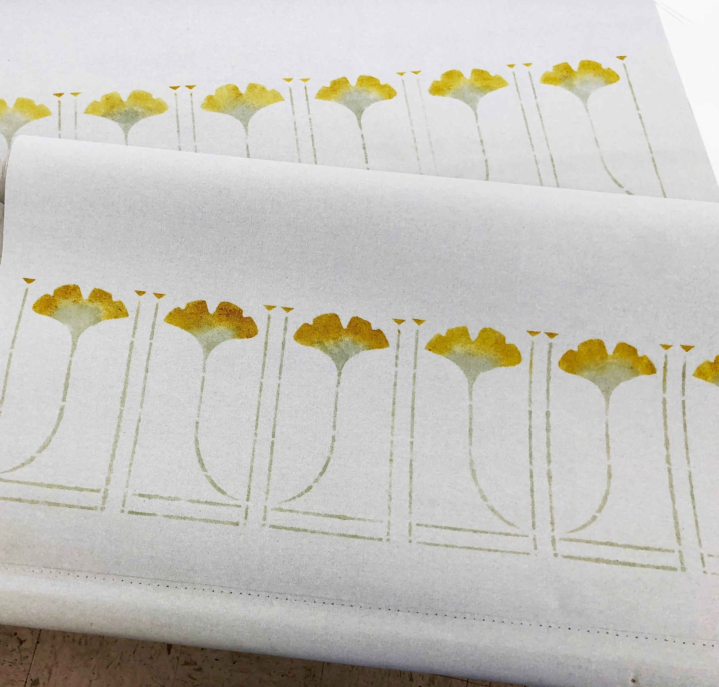 Small Gingko Border on Roller Shades