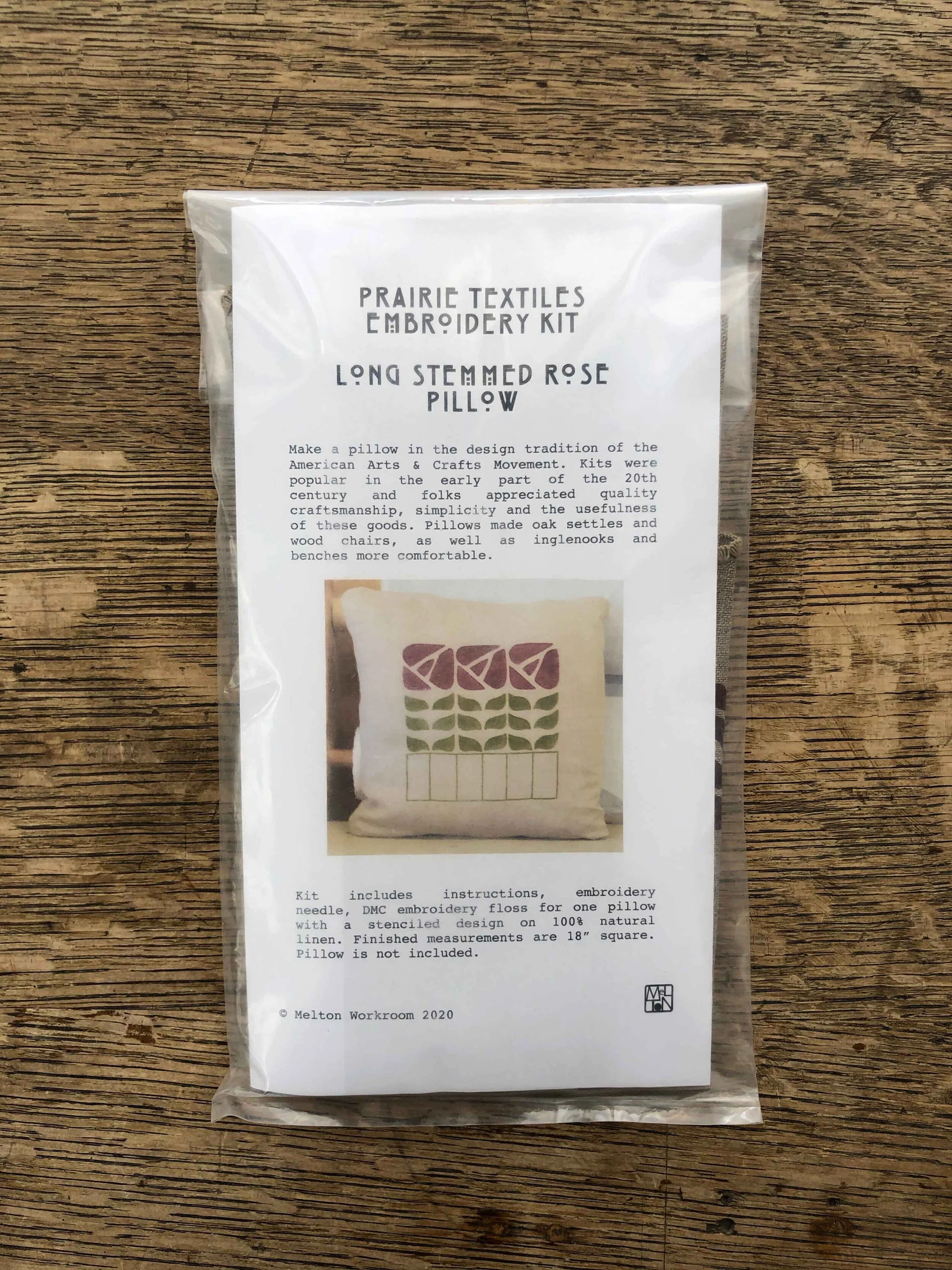 Long Stemmed Rose Pillow DIY Kit - Dark Red